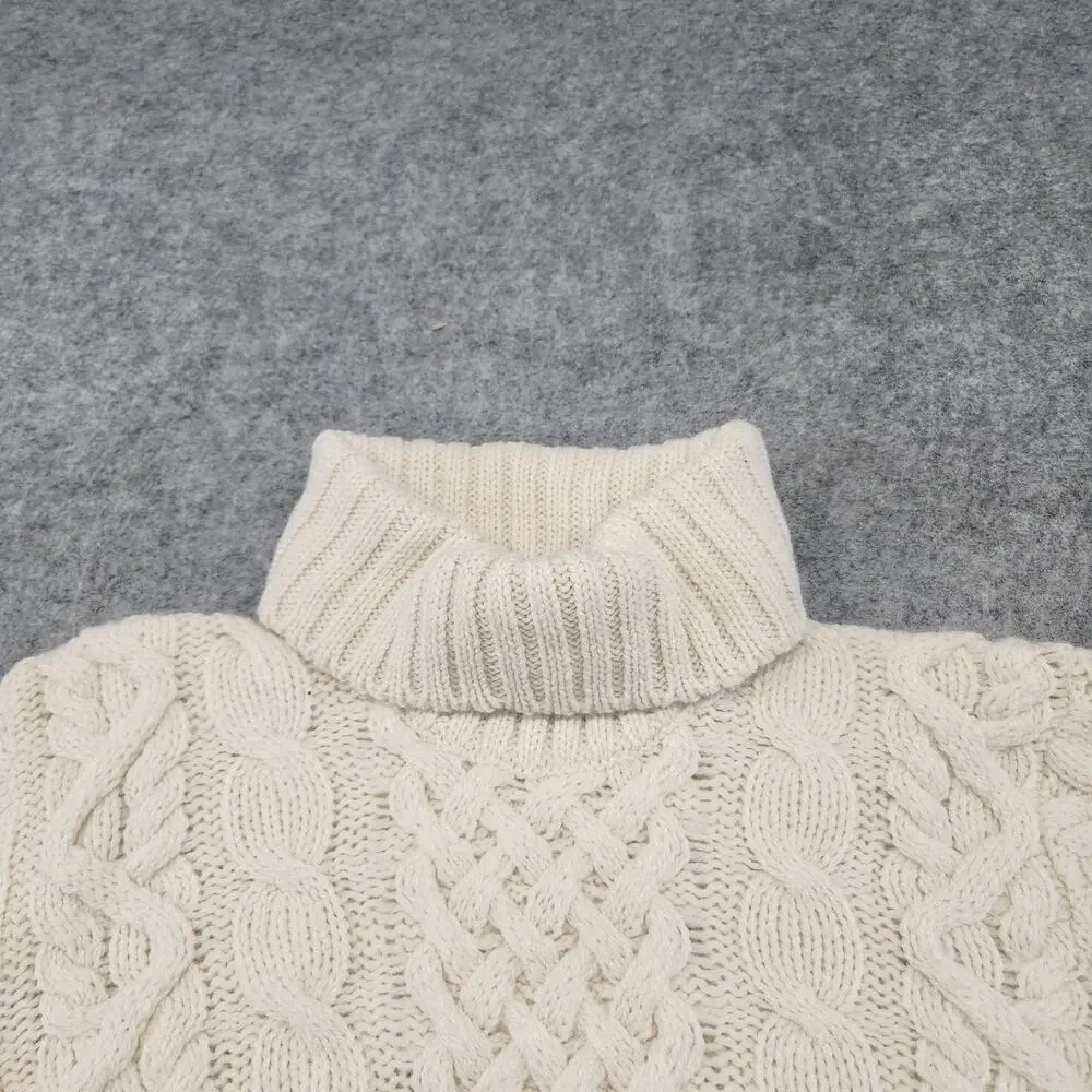 Peregrine Womens‎ S Small 100% Wool England Made Cableknit Turtleneck Sweater